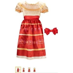 Disney Encanto Dolores Dress & Red Bow Headband, Costume for Girls Ages 3 and Up